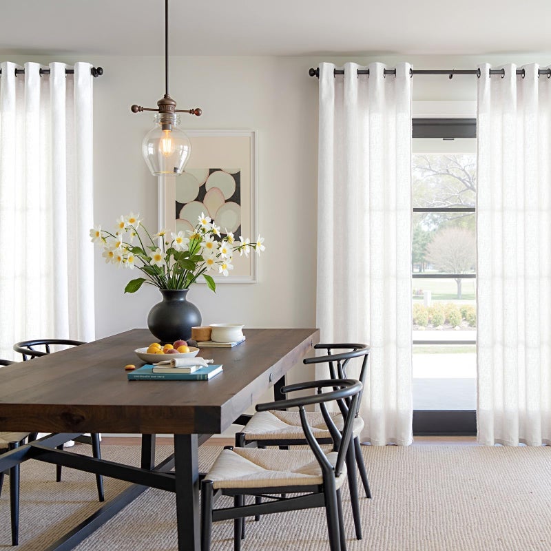 jinchan White Linen Blend Curtains for Living Room 84 Inch Length 2 Panels Set Semi Sheer Light Filtering Grommet Curtains for Bedroom Light Weight Soft Window Grommet Drapes Cream 50W x 84L Inch - Image 2
